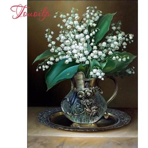 TOUOILP 100% Full 5D Diy Daimond Painting"White flower"Diamond Painting Round Rhinestones Diamant Painting Embroidery Scenery