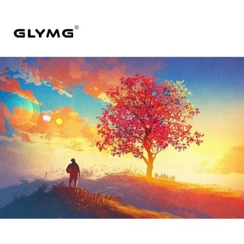 GLymg Diy Diamond Painting Dusk Sunset Scenery Diamond Embroidery Full Square Rhinestones Embroidery Paint by Diamonds