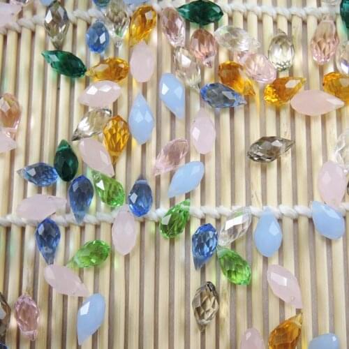 Free Shipping 6*11mm Mixed color Drop Pendant Glass Beads Crystal Faceted loose bead 100pcs/lot