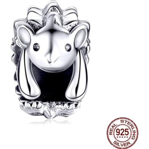 2020 new 925 sterling silver hedgehog fox animal charm fit original 3MM beads bracelet charms woman wedding gift DIY jewelry