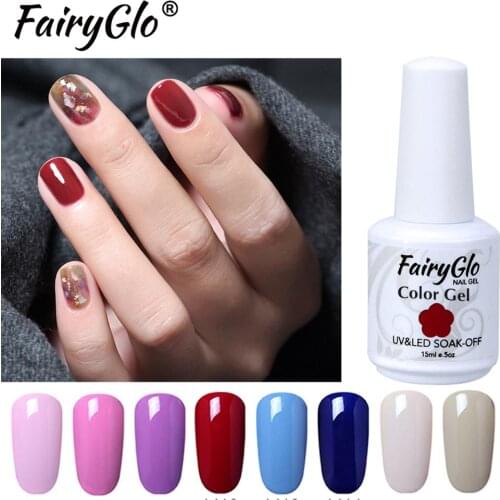 FairyGlo 15ML Pure Color UV Gel Varnish Soak Off Nail Gel Polish Vernis Semi Permanent Nail Art Gel Nail Polish Manicure Lacquer