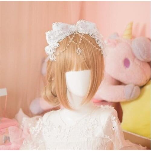 Lolita Headdress Lolita Handmade Bowknot Snow white KC Hair Hoop Hair Clip Hair Accessories Lolita Necklace Ornaments B792