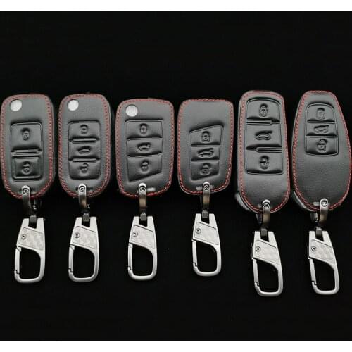 Flip Leather Key Case Cover For Volkswagen Polo Golf Passat Beetle Caddy T5 Up Eos Tiguan Seat For Skoda Remote Fob Accessories