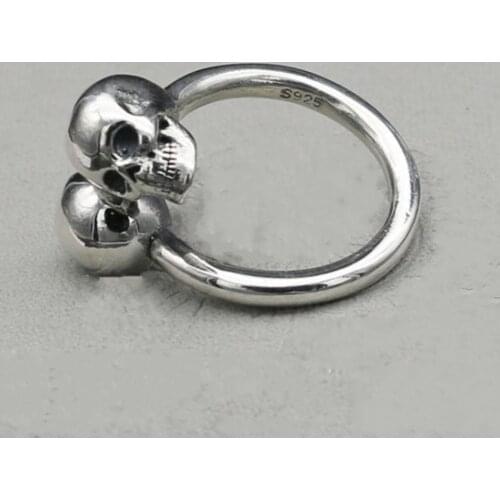 New Thai silver skull ring for men 100% real s925 pure silver fashion personality men and women rings