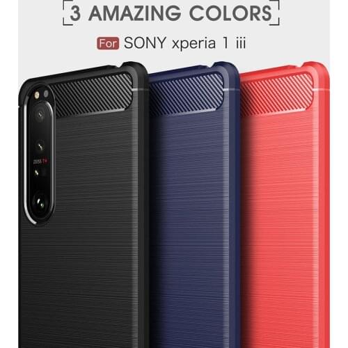 Soft Cover Full Protection Carbon Fiber TPU Silicone Case Phone For Sony Xperia 1 III 10 III 5 II 10 II 1 II Protect shell