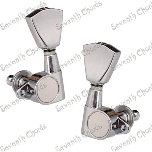 A Set Chrome Sealed Gear String Tuning Pegs Machine Heads Tuners for Guitar With Trapezoid Buttons