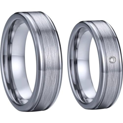 Never Fade unique matte tungsten ring hand finger jewelry Lovers Alliance couple wedding rings for men and women