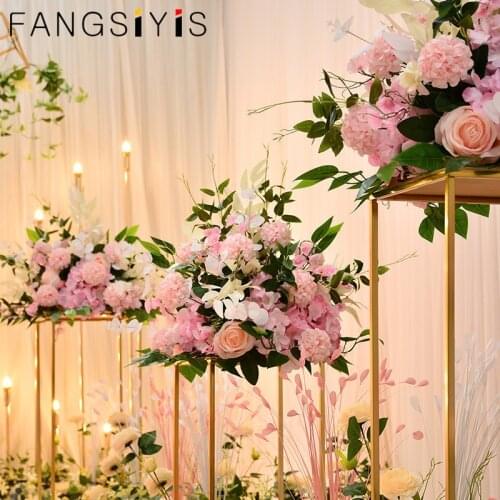 New wedding decoration props artificial rose flower ball wedding stage background road guide Roman column Pot flower decoration