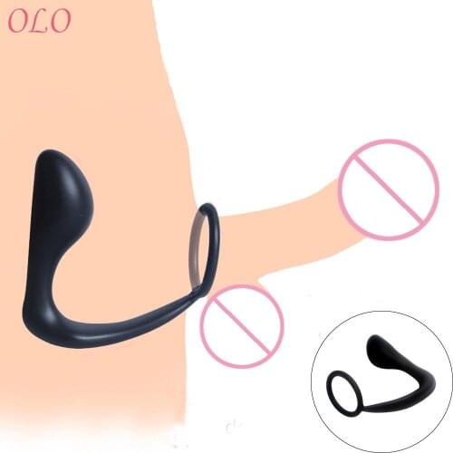 OLO Erotic Cock Ring Butt Plug for Men Silicone Men Climax Male masturbation Male Prostate Massager Anal Sex Toys