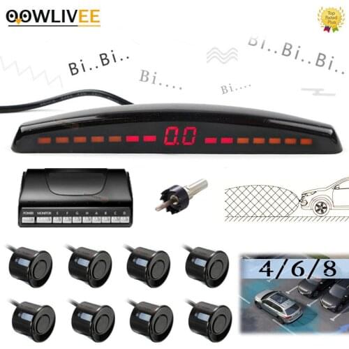 OOWLIVEE Universal Parkronics 4/6/8 LED Screen Screen Car Parking Sensor 22mm Radar Detector Black White Silver Car Accessories