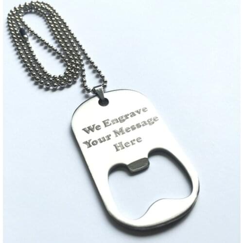 High quality Custom Stainless Steel Bottle Opener Dog Tag cheap Personalized Engraved Stainless Steel Bottle Opener dog tag
