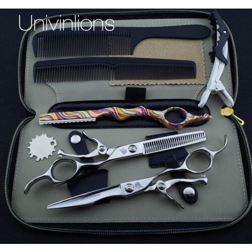 6" univinlions 440C open handle best barber hair scissor hairdressing scissors salon thinning shears japanese hair cutter shears