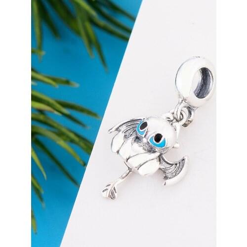 Fit Original Charm Bracelet Authentic 925 Sterling Silver Little Flying Dragon With Blue Eye Bead For Making Women Berloque 2021