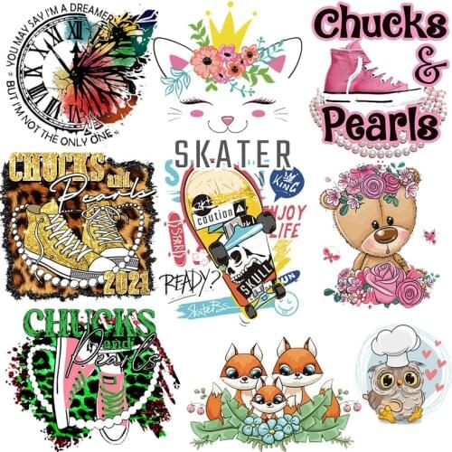 Cute Animals Patches On Clothes DIY Fashionable Shoes Heat Vinyl Transfer For Clothing Sticker Iron On Patches For T-shirt