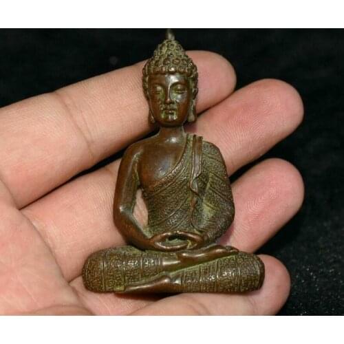 Old Tibetan Buddhism Purple Bronze Amitabha Shakyamuni Buddha Statue Figurine