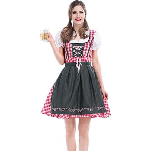 Traditional Couples Oktoberfest Costume Parade Tavern Bartender Waitress Outfit Cosplay Carnival Halloween Fancy Party Dress