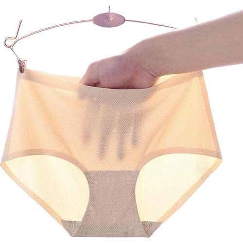 Womens Panties Summer Briefs Seamless Panties Kawaii Girl Solid Color Panties Mesh Breathable Crotchless Comfortable underwear