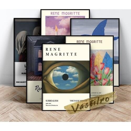 Magritte Vintage Print Art Poster Exhibition Museum Retro Canvas Painting Home Decor Living Room Wall Art Prints Picture Gift