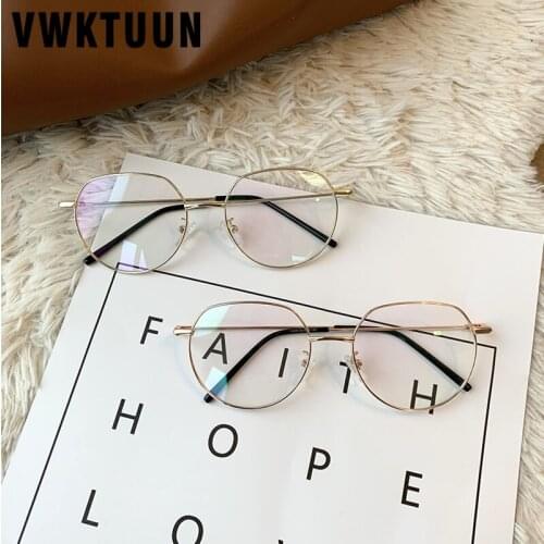 VWKTUUN Irregular Glasses Frame Women Optical Glasses Men Myopia Round Eyeglasses Frames Clear Lens Fake Computer Glasses