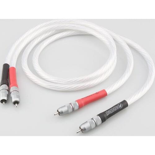 High Quality Odin Silver Plated Phono RCA Interconnect Audio Cable With Viborg Pure Red Copper RCA Plug HIFI Audiophile