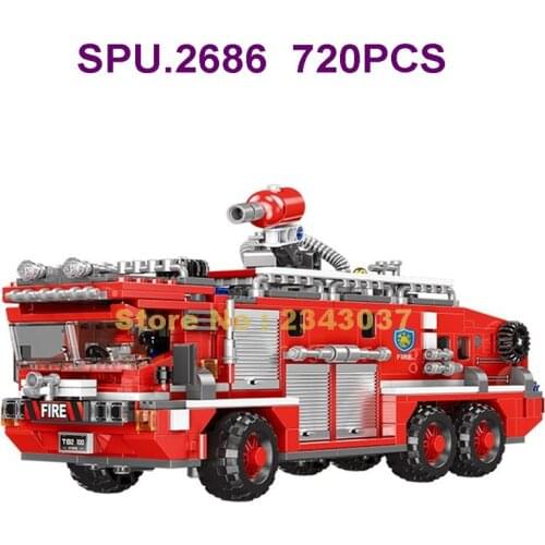 Xb03030 720pcs Urban Water Tank Fire Truck 1 Dolls Building Blocks Toy