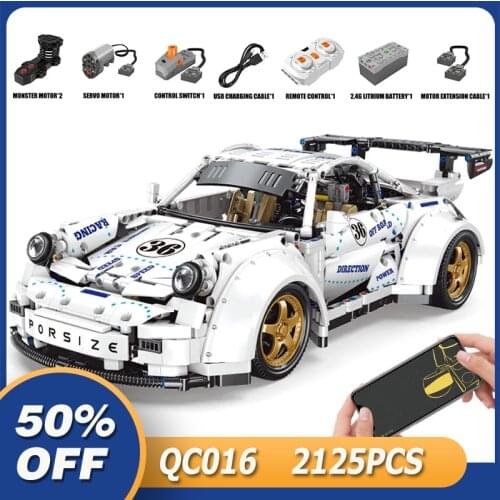 YC-QC016 High-Tech Super Sport Car MOC 1:10 Model Building Blocks Bricks Puzzle Toys Gift Set Educations RC Car For Child
