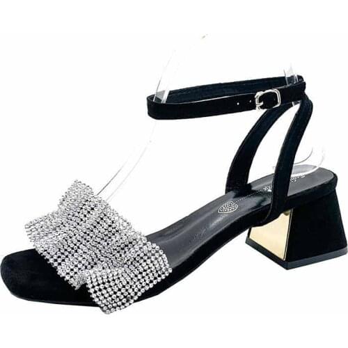 2021 Fashion Ladies Sandals Open Toe Party High Heels Square Heels Elegant Nightclub Dress Shoes High Quality Sandals High Heels