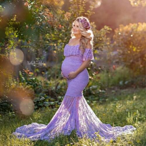 Maternity Dresses Womens Lace Pregnancy Dress Trailing Short Sleeve Dress Maternity Dresses For Photo Shoot Vestido Grossesse