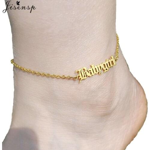 Gold Chain Baby Girl Ankle Bracelet Personalize Initial Anklet Stainless Steel Old English Babygirl Anklets Women Bridesmaid Gif