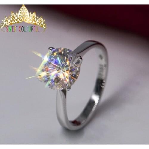 1.5 Carat ct Wedding Moissanite Diamond Ring Genuine 18K 750 White Gold