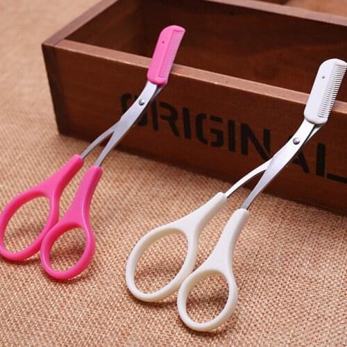 1Pc 2 In 1 Eyebrow Comb Scissor Trimmer Eyelash Thinning Shears Comb Eyelash Hair Clips Scissors Shaping Eyebrow Grooming