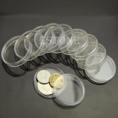 New 10PCS lucency Applied Cases Coin Storage Capsules Holder Round Plastic 37mm