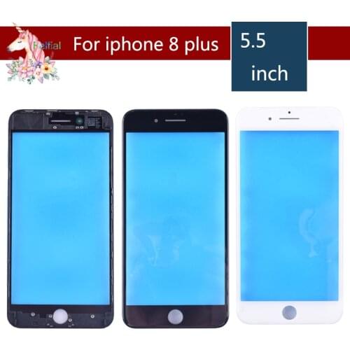 10pcs/lot For iPhone 8 PLUS Touch Screen Digitizer Lens Front glass LCD panel with frame bezel for iphone8p LCD External GLASS