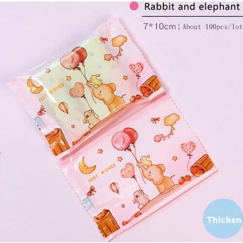 100pcs/lot Pink Lovely elephant Rabbit Playing With Balloons Decor Nougat Wrapping Soap Cookie Candy Baptism Sugar Packaging