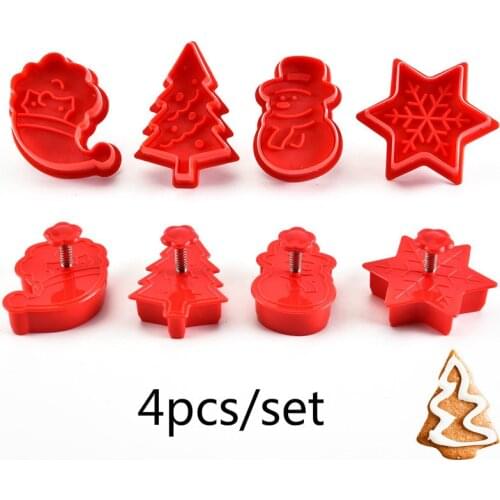 4 Pieces / Set Kitchen New Biscuit Cake Mould Christmas Silicone Biscuit Baking Machine Mould DIY Mould