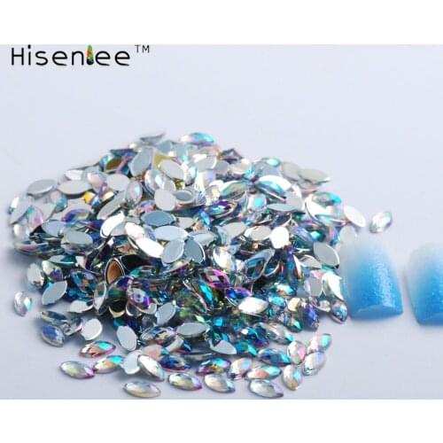 500pcs 3x6mm Crystal Clear AB Horse Eye Design Acrylic Glitter Point Back Rhinestone Manicure Tips 3D Nail Art Decorations Tool