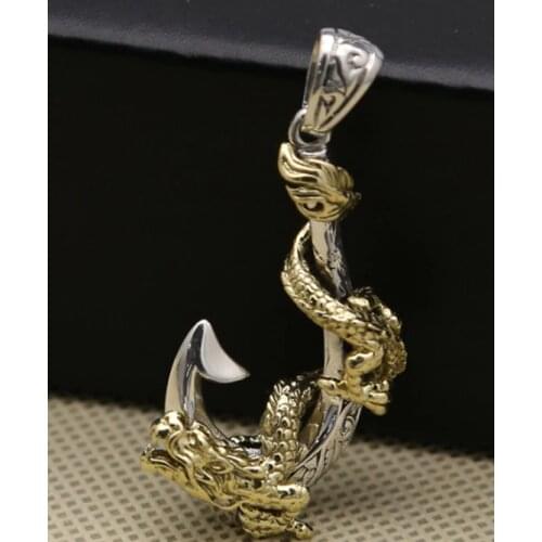 925 sterling Silver gold dragon mens women pendant charm Jewelry A3175