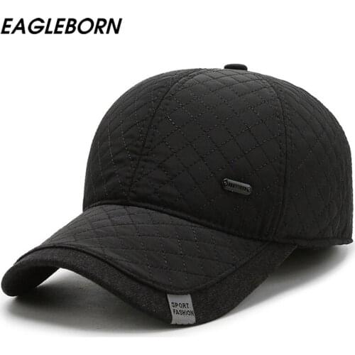 New Men Fashion Lattice Winter Baseball Cap Middle-aged Thick Hat Men Ear Protection Baseball Cap Warm Dad Hat Men Trucker Hats