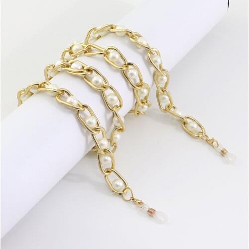 Gold Metal Pearl Chain for Eyeglasses Women Fashion Necklace Reading Glasses Chain Cord Holder Anti-skid Glasses Chain