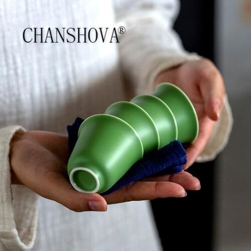 CHANSHOVA 50ml Chinese retro style green ceramic tea cup wine cup tea set Chinese Porcelain H499