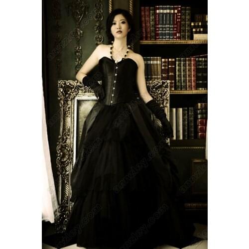 Black Long Evening Dress For Graduation Girls Graduation Dresses 2016 Gothic Corset Prom Dress