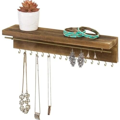 Wooden Display Jewelry Hook Holder Wall Mounted Organizer For Necklace Earrings Ring Scarf Hangers Jewellery Rack