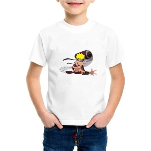 Naruto Childrens T-Shirt Boys Girls Streetwear Kawai Print T-shirt Japan Cartoon Modal Harajuku Short-sleeved T-shirt