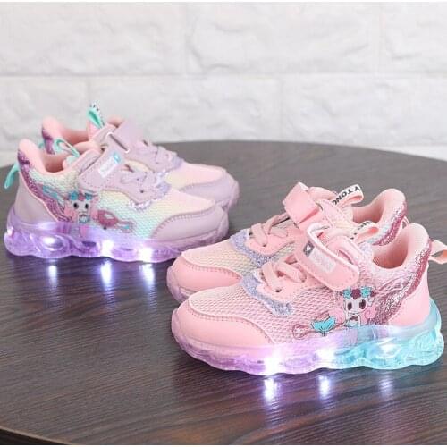 Kids shoes Sports shoes Sports shoes spring 2021 new breathable mesh childrens net shoes flashing lights baby shoes
