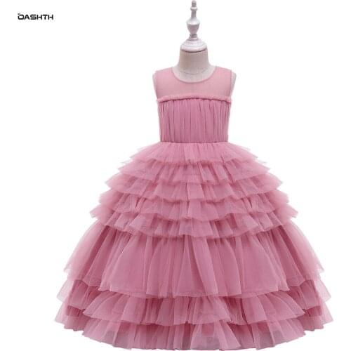 OASHTH Childrens clothing new girls dress net gauze princess dress skirt childrens performance girl dress