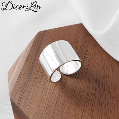DIEERLAN Retro Vintage Jewelry 925 Sterling Silver Big Smooth Rings For Women Men Big Opening Finger Rings Christmas Gifts