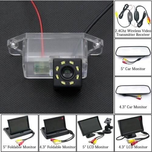 For Mitsubishi Lancer EX EVO IO 8 9 10 Eclipse Evolution 8LED Car Parking Rear View Camera 4.3" 5" Mirror LCD Monitor Wireless