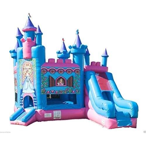 HOT Princess castle blue and pink colourful inflatable toys of bouncy and slide INFLATABLE PRODUCTS