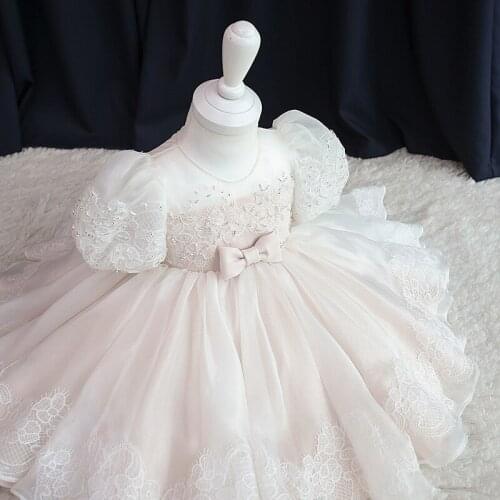 First communion Wedding Lace Princess Baby Girls Dress Bead Birthday Evening Party Infant Dress for Girl Kid Clothes1 2 8 10 Y