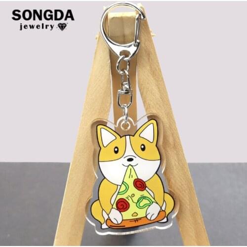Cute Cartoon Puppy Collection Keychain Corgi Swimming Ring Dog Acrylic Transparency Keyring Bag Pendant Unisex Trendy Accessory